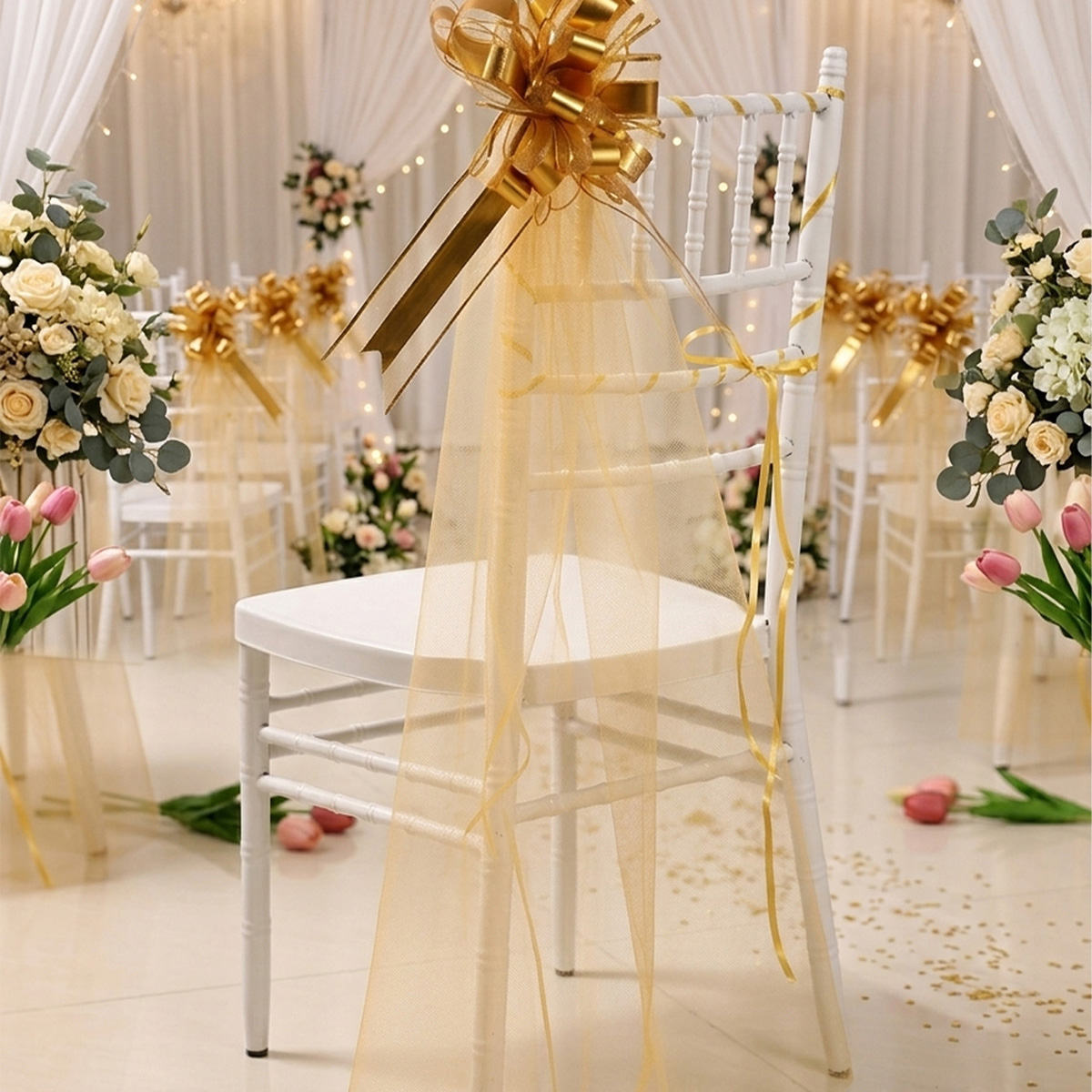 5 Buah Pita Kursi Tulle Dekora - Chair Sash Organza ulasan dan harga