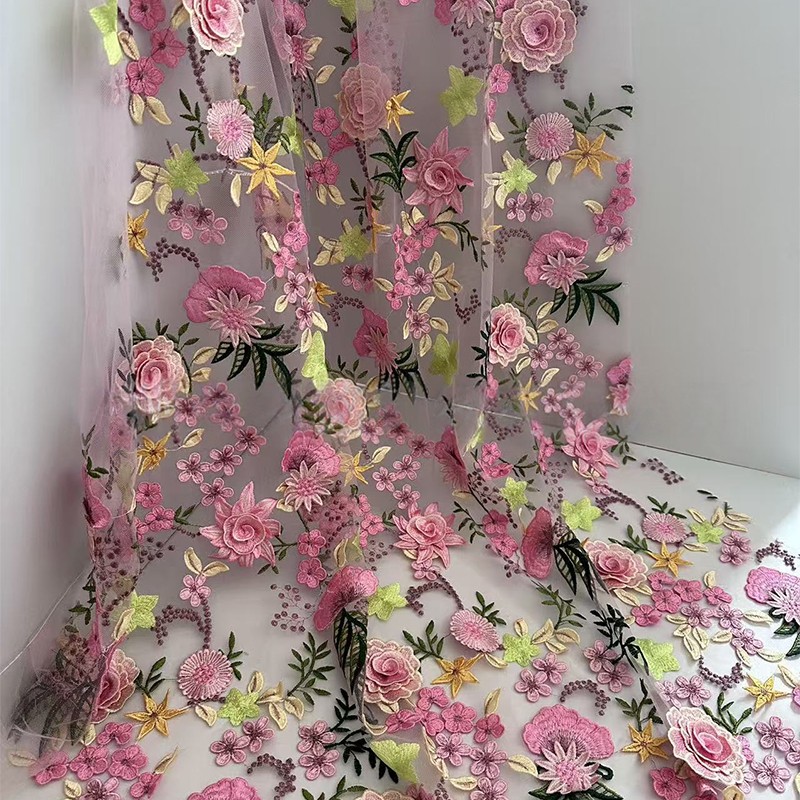 Kain Tulle Bordir Bunga 3D Uku - Wedding Supply Wholesale ulasan dan harga