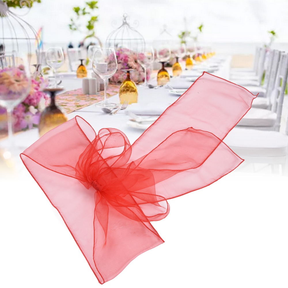 10 Buah Biru, Merah, Kuning, U - Chair Sash Organza ulasan dan harga